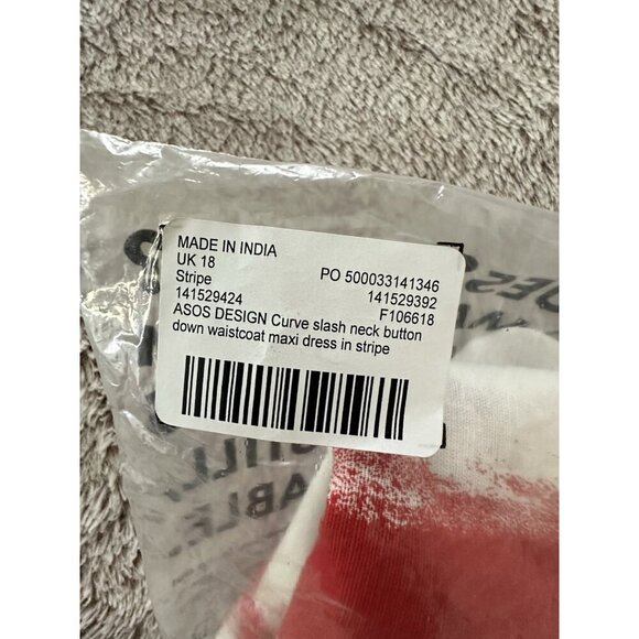 ASOS DESIGN Curve slash neck button down waistcoat maxi dress in stripe 14 New - Picture 12 of 14